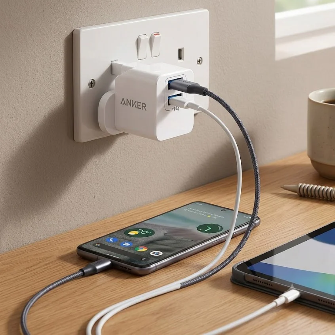 PowerPort Mini Dual Port USB Charger Compact Fast Charging Wall Adapter with 2 USB Ports for Phones, Tablets and Smart Devices