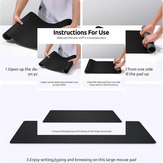 Leather Desk Mat, Large Mouse Mat, Non-Slip Desk Pad, Waterproof Leather Table Protector Writing Pad for Office and Home (60 x 35 cm, Black)