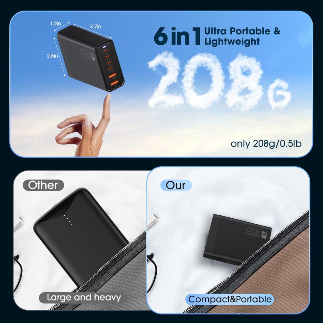 200W 6-Port USB Charging Station