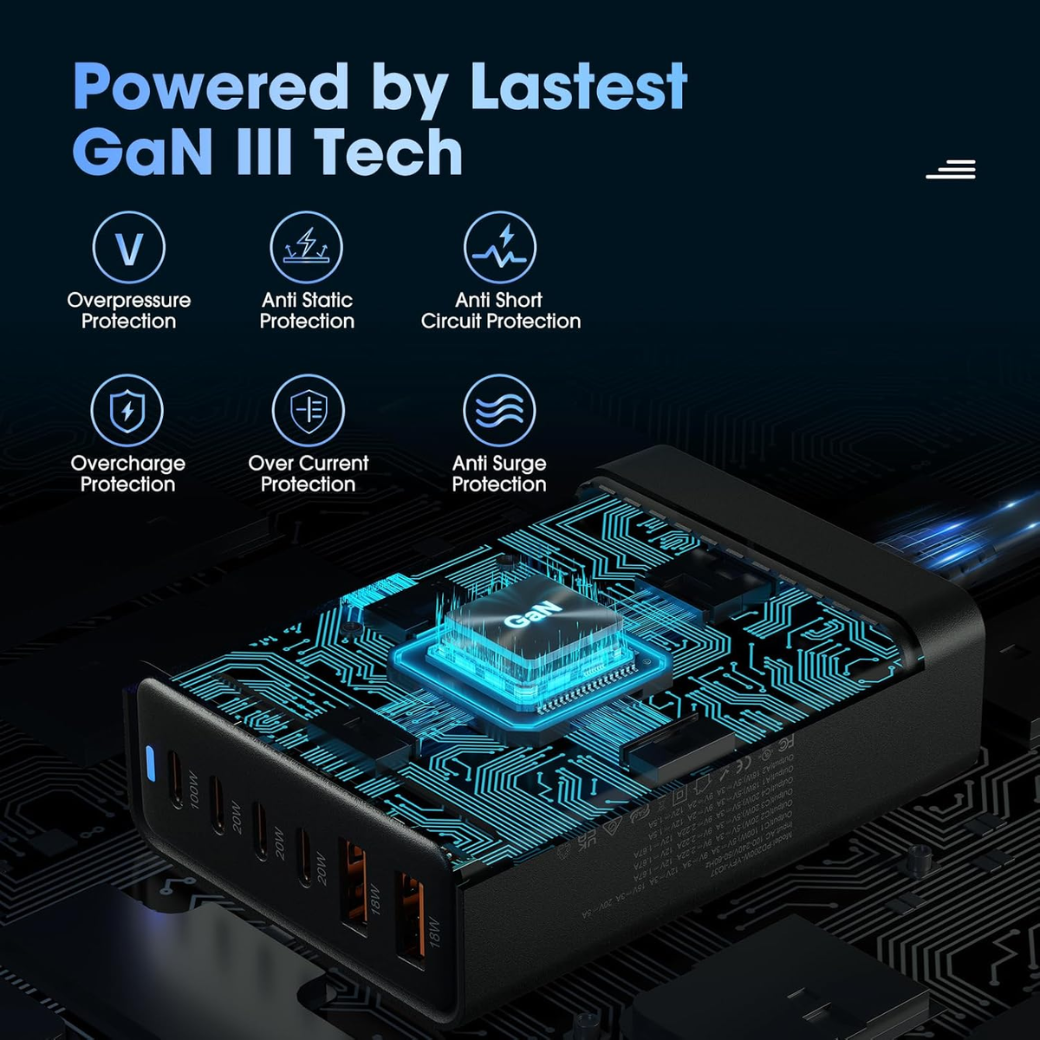 200W 6-Port USB Charging Station