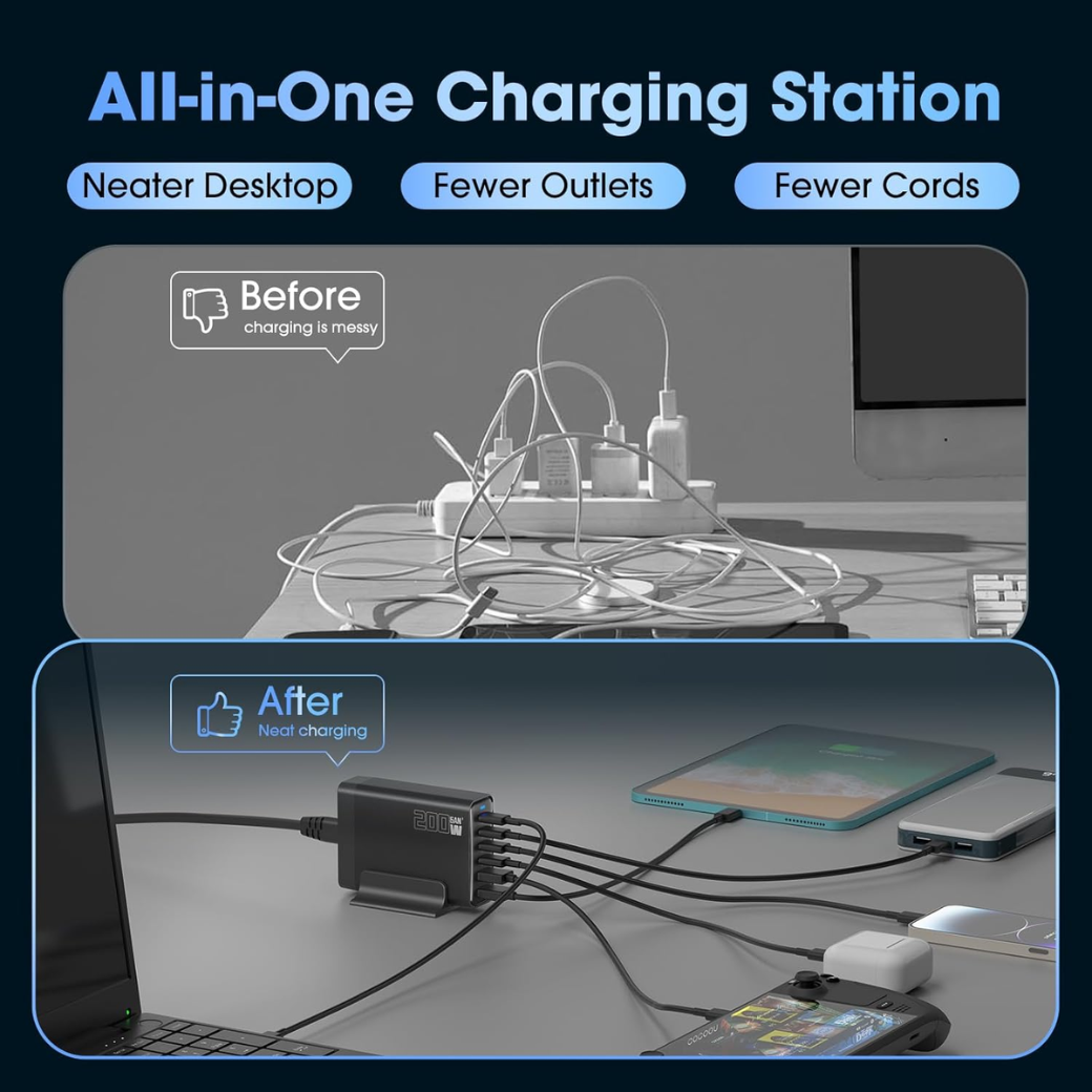 200W 6-Port USB Charging Station