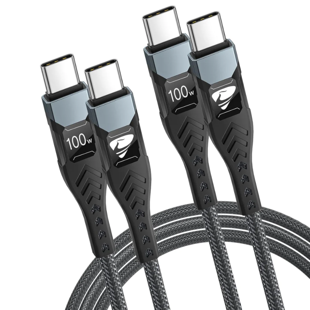 USB-C to USB-C Fast Charging Cable 2 Pack High-Speed Data Sync Cord for Phones, Tablets and Laptops Durable Nylon Braided Design