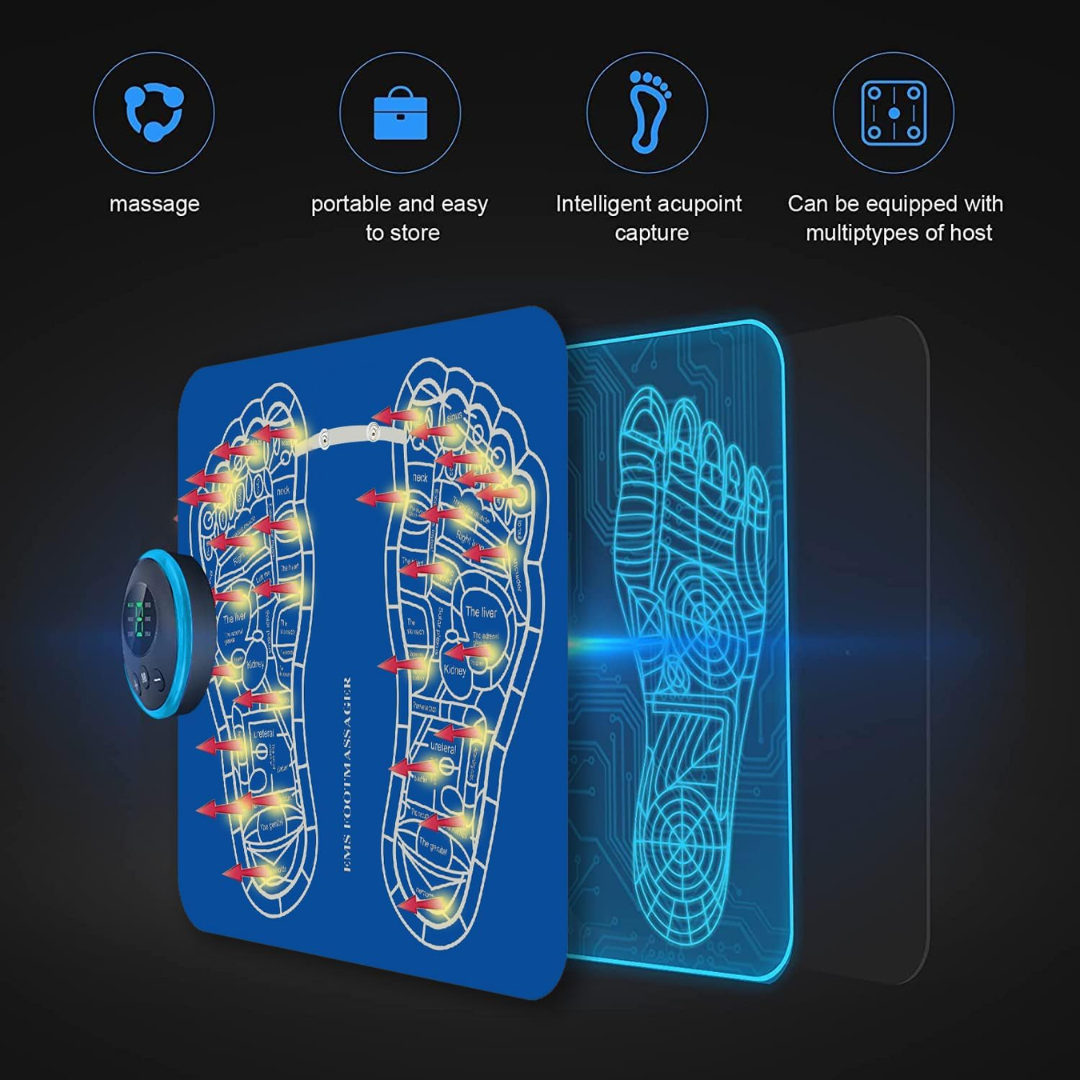EMS Foot Massager – Foldable Electronic Foot Massage Mat with 8 Modes & 19 Intensities