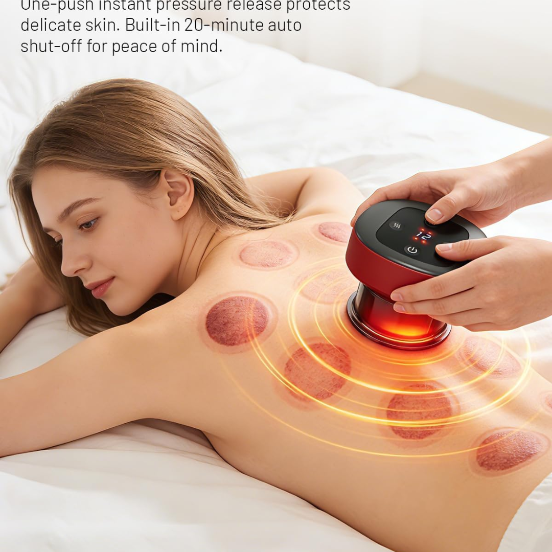 Aokitec 7-in-1 Electric Cupping Machine – Wireless Heated Body Massager with Red Light & Gua Sha for Muscle Relief