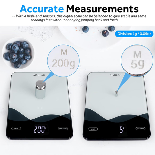 AIMILAR Digital Kitchen Food Scale Digital Kitchen Scale | USB-C Rechargeable LED Scale
