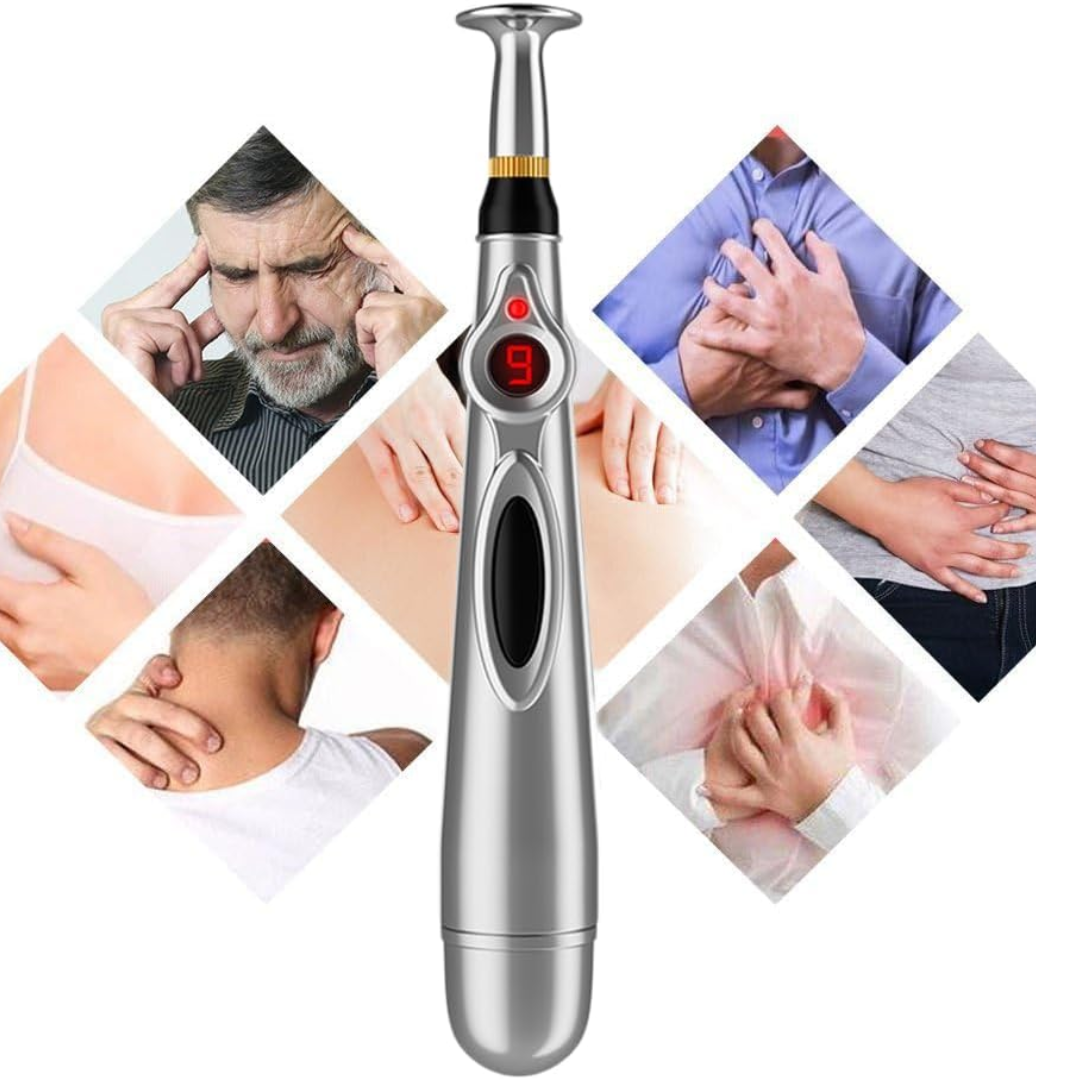 Electronic Acupuncture Therapy Pen with 3 Different Massage Heads for Pain Relief