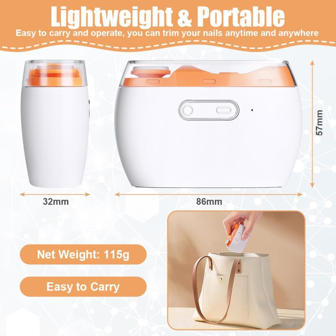 LOPHE 2-in-1 Electric Nail Clipper & Polisher – USB Rechargeable Automatic Trimmer with LED Light