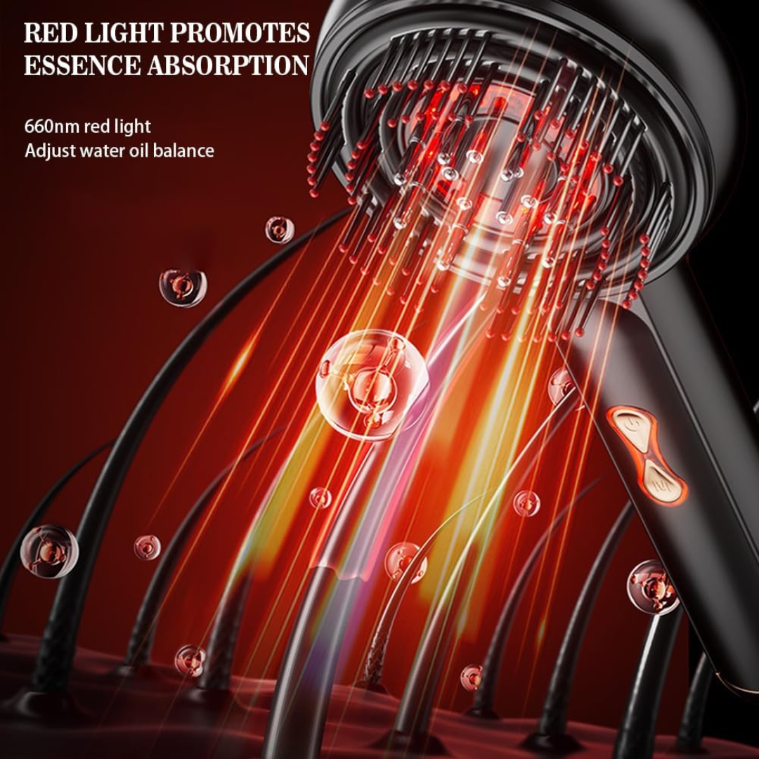 Red Light Scalp Massager Comb – Microcurrent Electric Hair Growth & Oil Applicator Brush