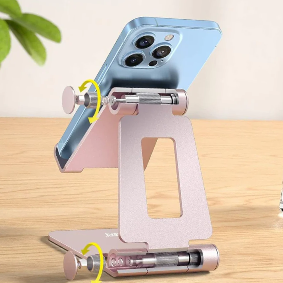 Adjustable Phone Stand for Desk, Foldable Multi-Angle Desktop Holder for Smartphones & Tablets