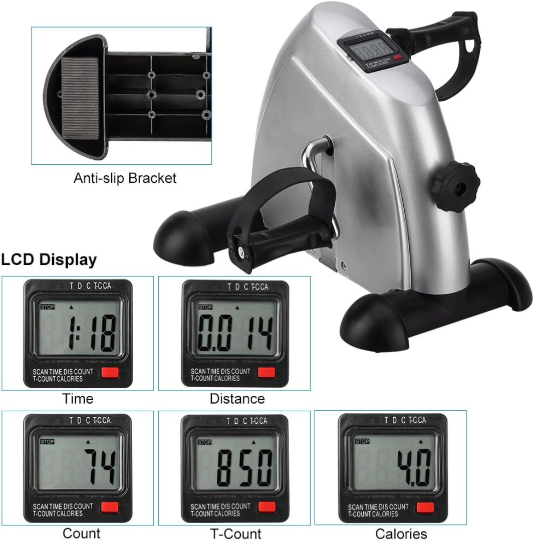 Mini Exercise Bike Portable Pedal Exerciser – Home Gym Fitness Trainer for Legs & Arms Workouts