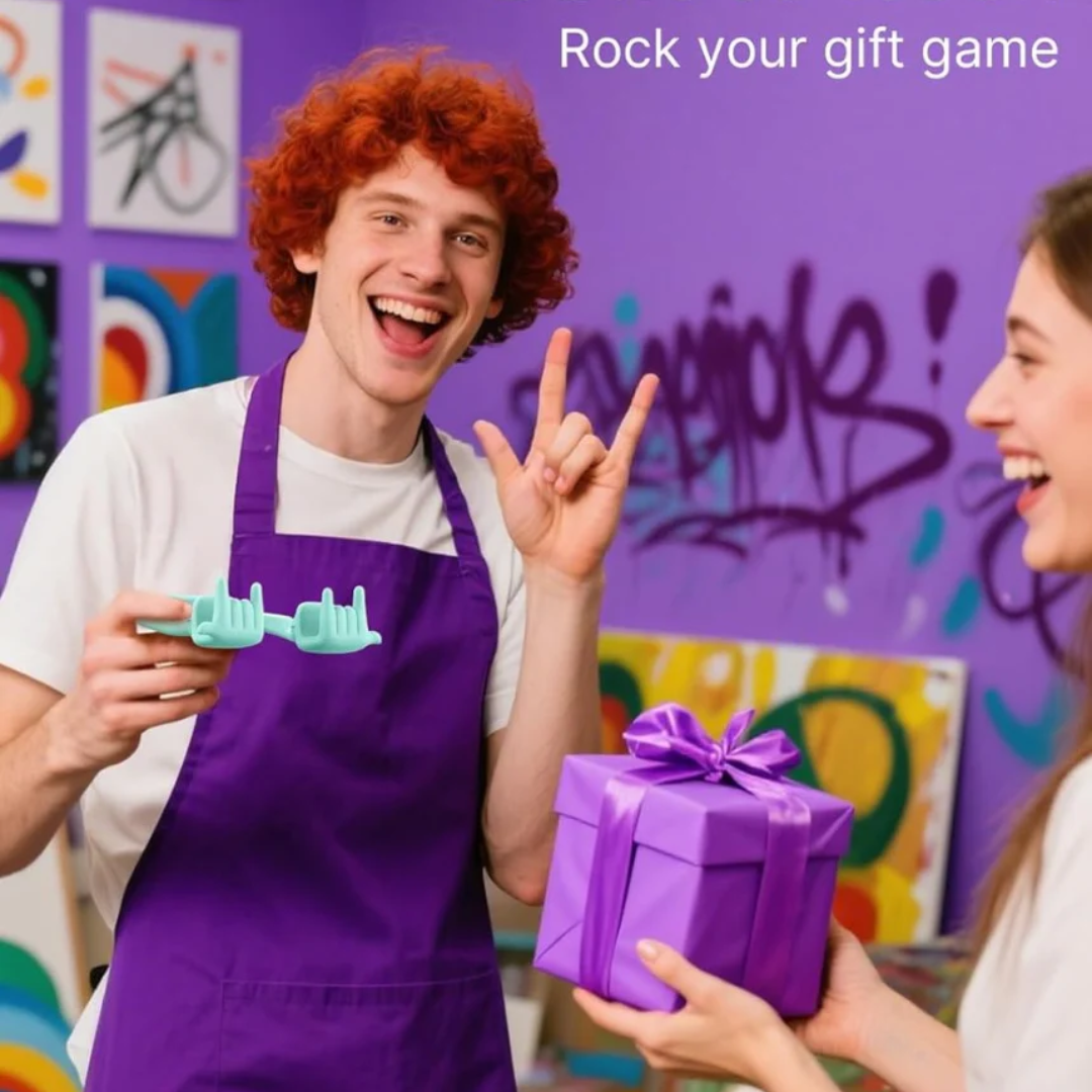 Stocking Stuffers for Teens Boys Girls Cell Phone Stand: 2 Pack Upgrade Adjustable Rock On Lazy Phone Holder for Desk Adults Men Women Gifts for Christmas Birthday Funny Cool Gadgets (Purple&Green)