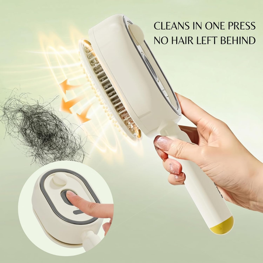 Electric Steam Hair Brush with Water Spray & Essential Oil Mist – Anti-Static Detangling Comb (Beige)