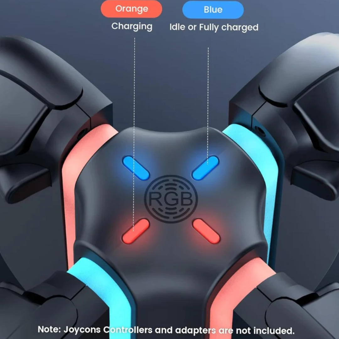 Charging Dock Compatible with Nintendo Switch 2 Joy Con, 4-Slot Magnetic Controller Charger Station with LED Indicators, 9 RGB Modes Gaming Lights, Simultaneous Charging for 1-4 Joy-Cons