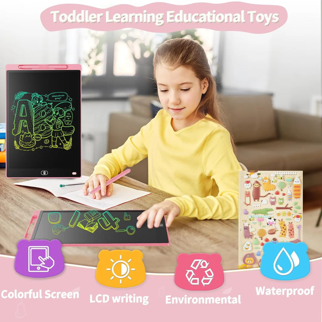 2 Pack LCD Writing Tablet 8.5 Inch – Portable Erasable Drawing & Writing Board for Kids Boys & Girls (Blue & Pink)
