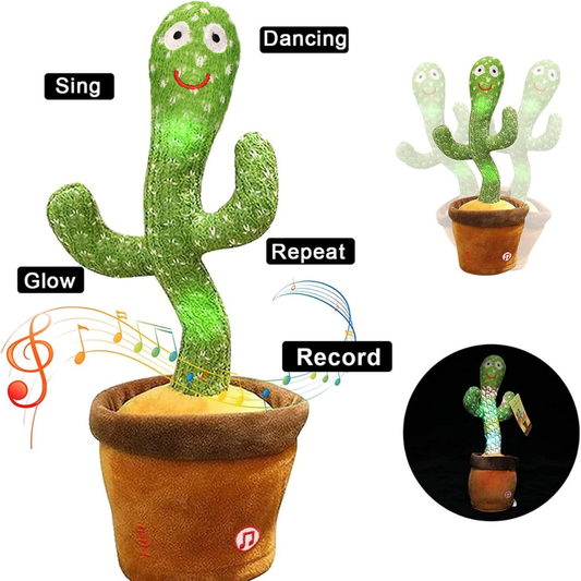seOSTO Talking Dancing Cactus Toy – Repeat & Sing Interactive Baby Toy for Kids (Speech Encouraging Gift)