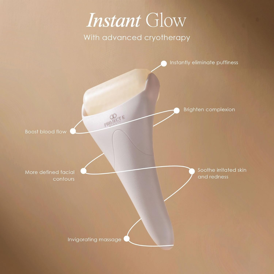 Project E Beauty Ice Roller – Cold Therapy Face & Eye Massager for Puffiness & Dark Circles