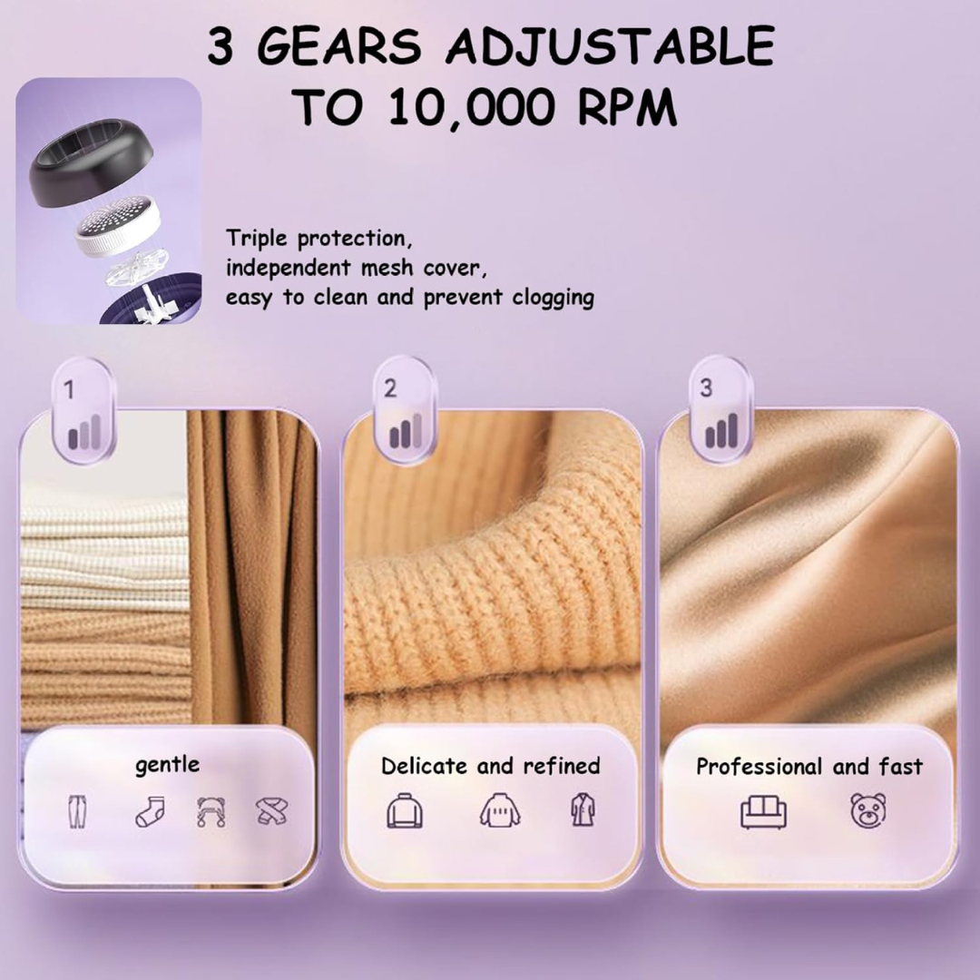 Electric Lint Remover | 3-Speed Fabric Shaver with LED Display
