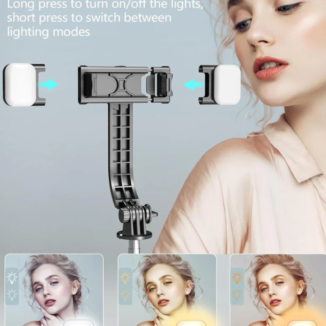 Selfie Stick Tripod with Dual LED Fill Lights, Extendable Bluetooth Remote Phone Holder for Photography, Video Recording & Live Streaming