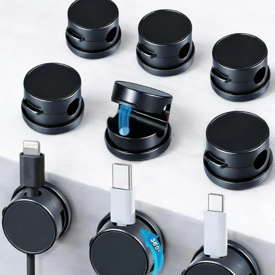 Cable Holder Clips, 9 Pack Magnetic Desk Cable Clips Management, Wire Holder Organiser, No-residue Desk Tidy, Phone Charging Cable Keeper for USB, HDMI, Wall, PC, Car, Office, Home - Black