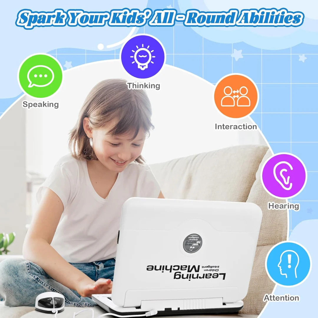 Kids Educational Laptop Toy – 80+ Activities for Learning English, Math, Games & Music – White
