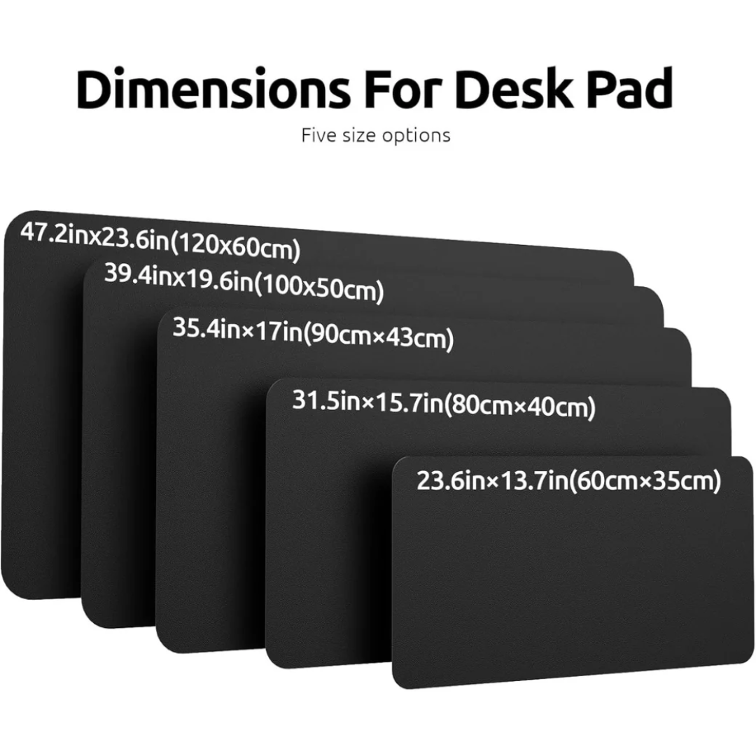 Leather Desk Mat, Large Mouse Mat, Non-Slip Desk Pad, Waterproof Leather Table Protector Writing Pad for Office and Home (60 x 35 cm, Black)