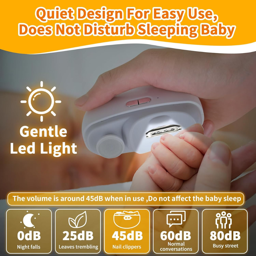 3-in-1 Electric Nail Clipper – Rechargeable Nail Trimmer with LED Light & Nail Storage (White)