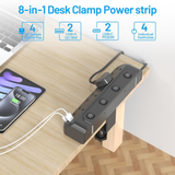 BEVA Desk Extension Lead 4 Way - PD20W USB Power Strip with Clamp Mount (1.8M)
