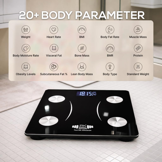 FK Sports Smart Digital Bathroom Scale – Bluetooth BMI & Body Fat Monitor, 180KG Capacity