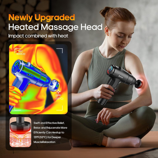 AERLANG Massage Gun with Heat – Deep Tissue Muscle Massager for Pain Relief (Home & Workout Use)
