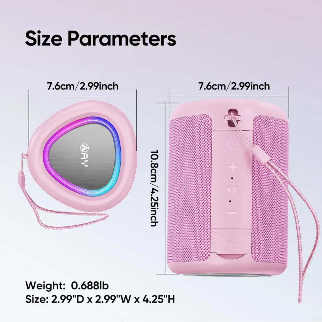AY Portable Bluetooth Speaker with Lights, Powerful Crystal Clear Sound, IPX5 Waterproof, All Day Playtime, AUX&TF-Card Input, Bluetooth 5.3