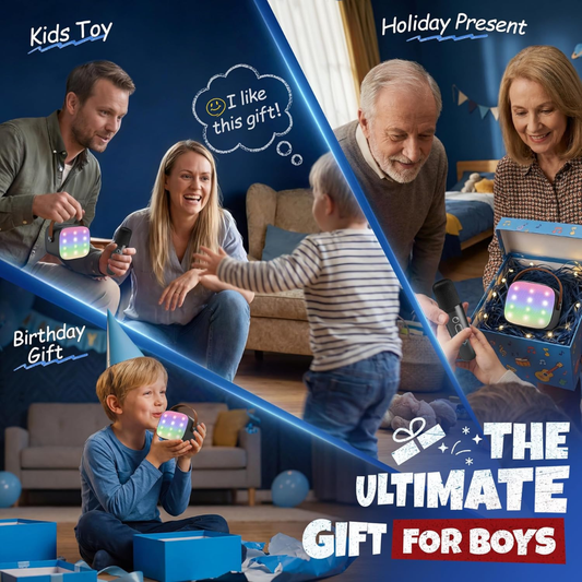 YLL Mini Karaoke Machine with 2 Wireless Mics – Kids Party Toy (Ages 3–12) – Black