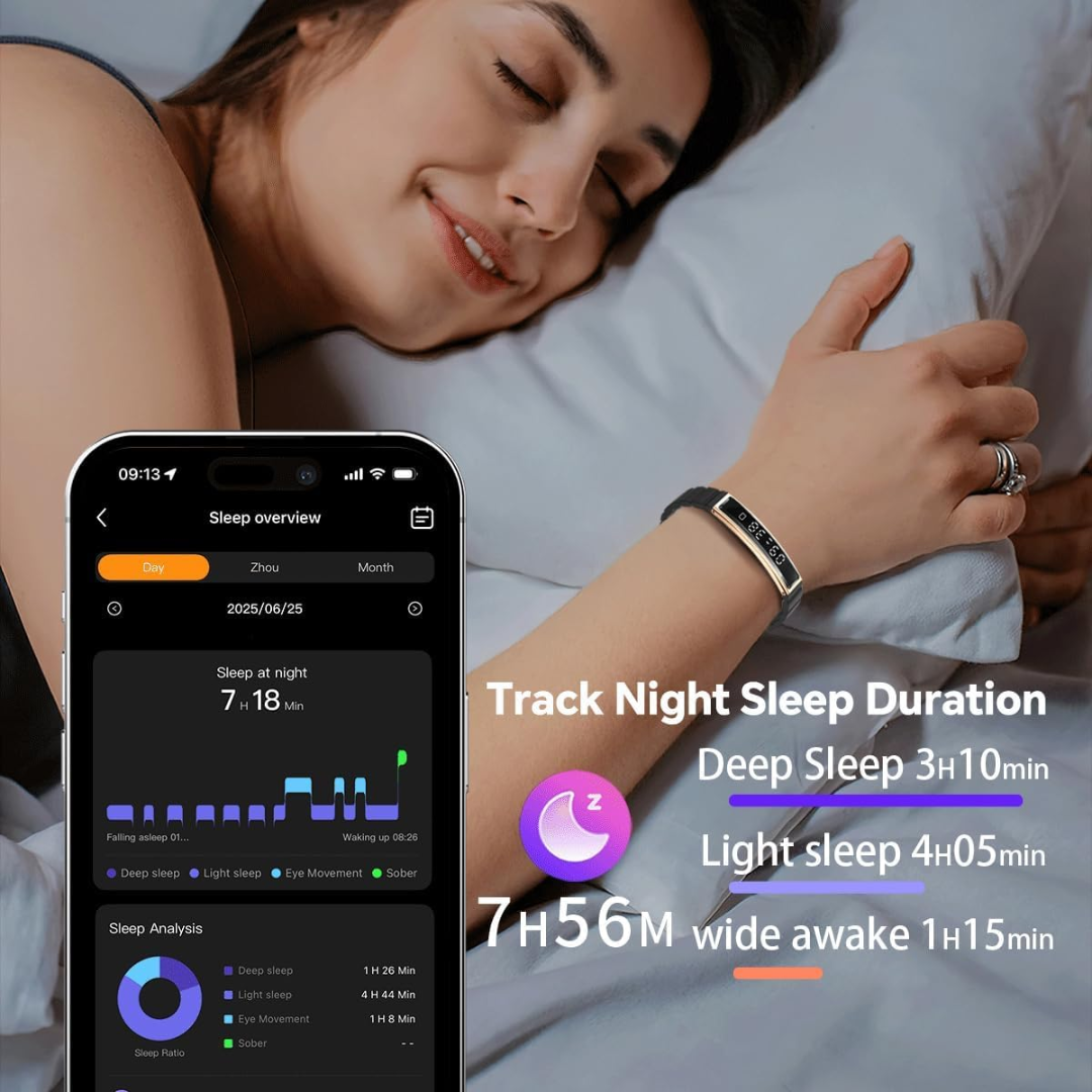 Findtime Smart Fitness Bracelet – Heart Rate, Sleep & Activity Tracker, Waterproof Slim Band, Men & Women, Free App, 2 Bands