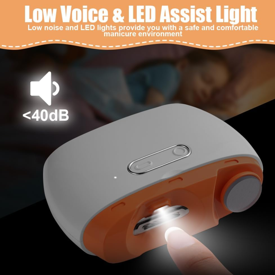 LOPHE 2-in-1 Electric Nail Clipper & Polisher – USB Rechargeable Automatic Trimmer with LED Light