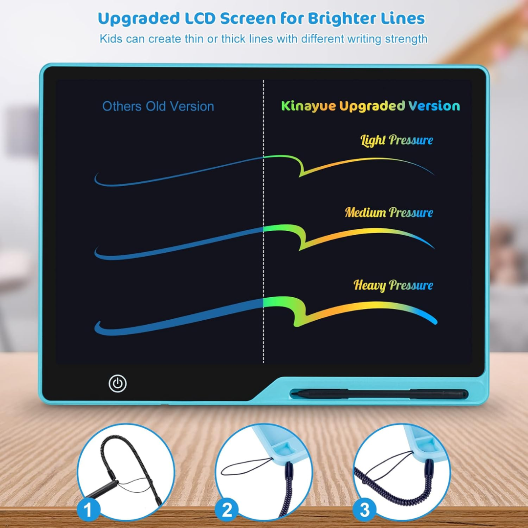 16-Inch LCD Writing Tablet – Rechargeable Colorful Drawing Board for Kids Boys & Girls Portable Educational Doodle Pad (Blue)