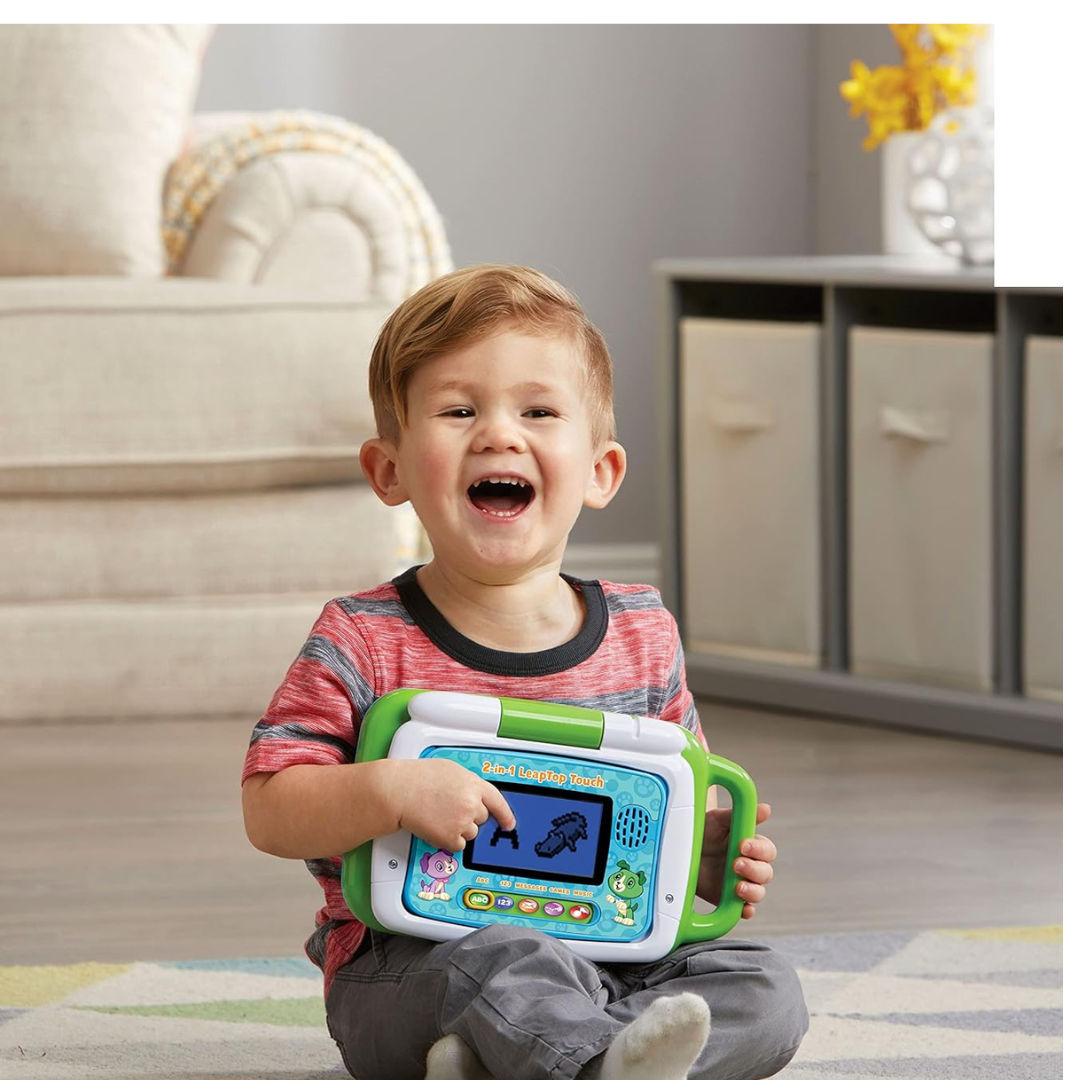 LeapFrog 2-in-1 LeapTop Touch Laptop – Kids Learning Toy with 10 Modes (Green)