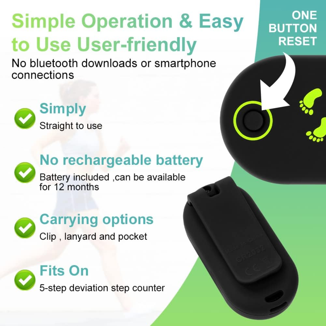 Flintronic Mini 3D Walking Pedometer – Portable Step Counter with Clip & Lanyard for Kids, Adults & Seniors