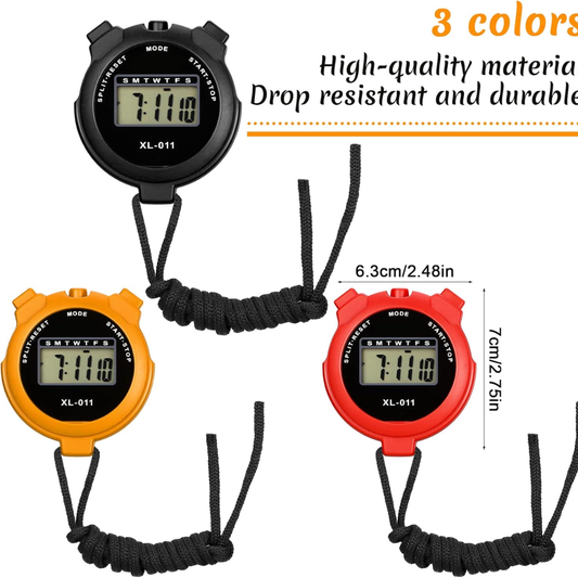 3 Pcs Digital Sports Stopwatch Set – Multi-Function Timer for Running & Training