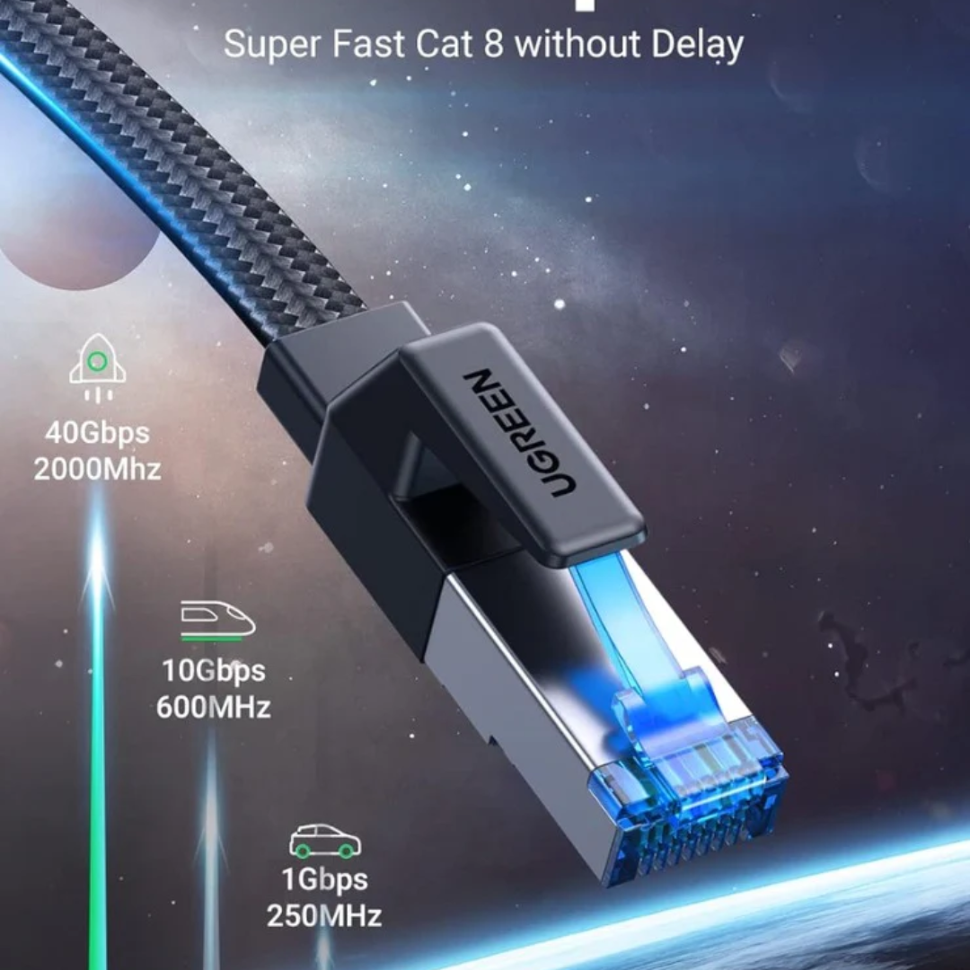 Ethernet Cable 5M, Cat 8 Internet Cable Flat High-Speed 40Gbps 2000Mhz Network Cable, Gigabit Braided RJ45 LAN Cable Patch Cord Compatible for PC/Laptop, PS5, Xbox, Modem, Router, Switch, TV