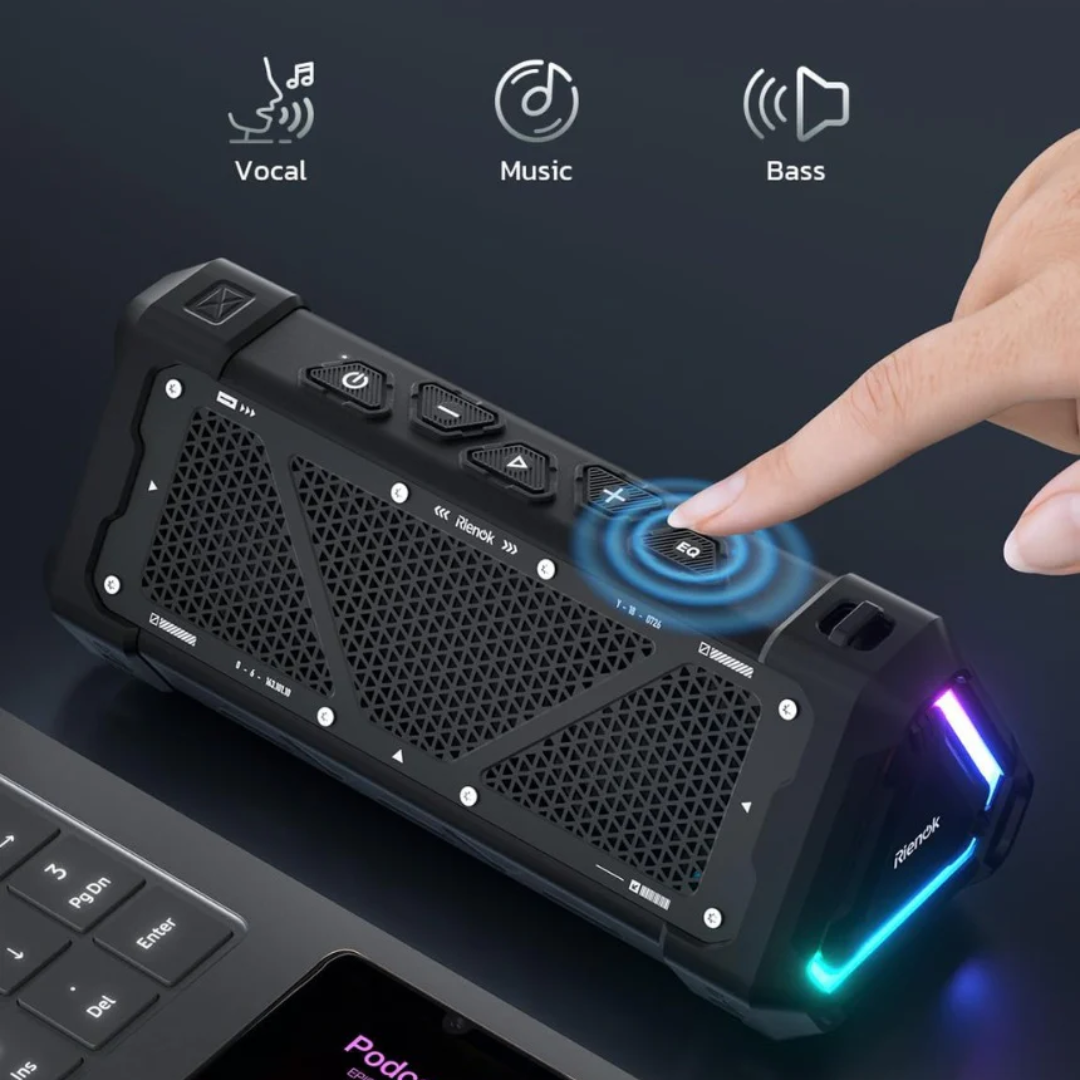 RIENOK S11 Bluetooth Speaker 30W Wireless Portable IPX7 Waterproof Speaker with 3 EQ Modes USB Audio Mode 24H Playtime Bluetooth 5.3 TF Card Up to 32G Speakers for Home Garden Party Camping Travel