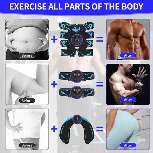 EMS ABS Muscle Stimulator – Abdominal Trainer for Waist, Arms & Legs with 8 Modes & 19 Intensities