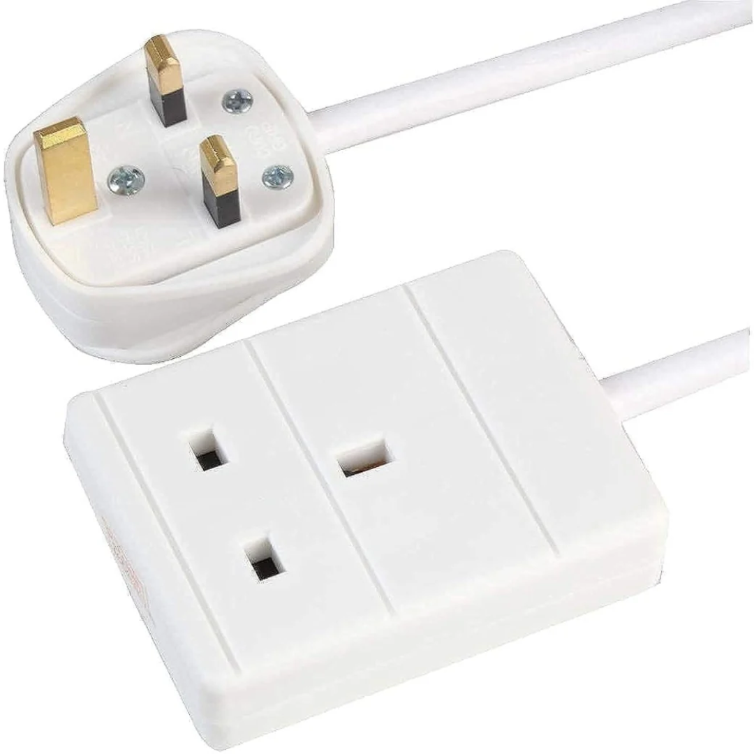 1 Gang Extension Lead 0.5M | White Power Cable | Compact Electric Extension Cord