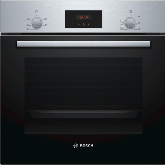 Bosch Serie 2 HHF113BR0B Stainless Steel Single Electric Oven, A Energy Efficiency, 66L Capacity, Electronic Timer & Enamel Interior