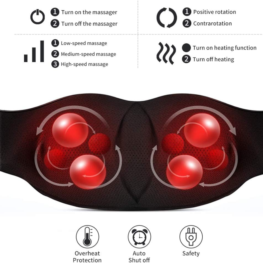 iKristin Neck Massager – 3D Shiatsu Deep Tissue Massage with Heat for Neck, Back, Shoulder & Body (Black)