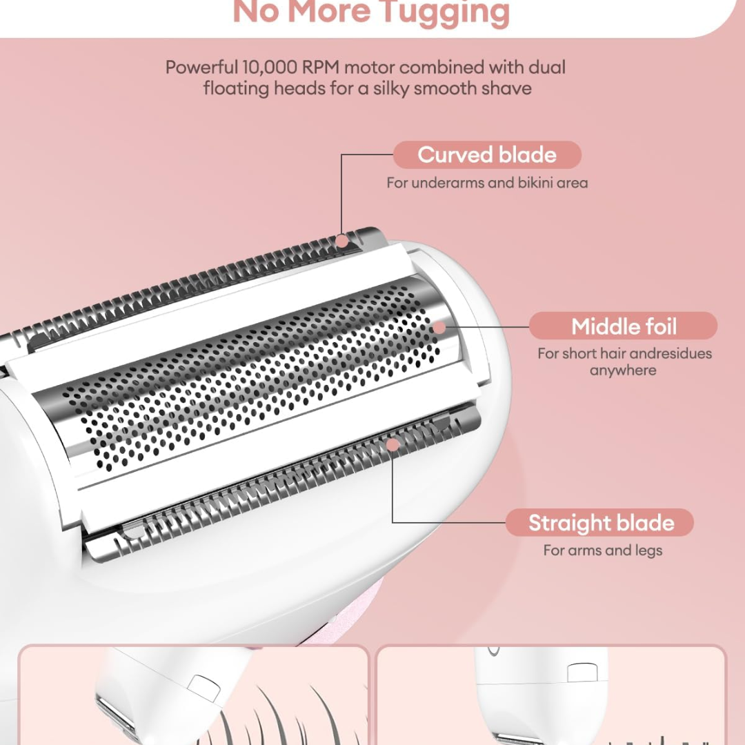 CkeyiN 3-in-1 Women’s Electric Shaver – Rechargeable Waterproof Bikini & Body Hair Trimmer