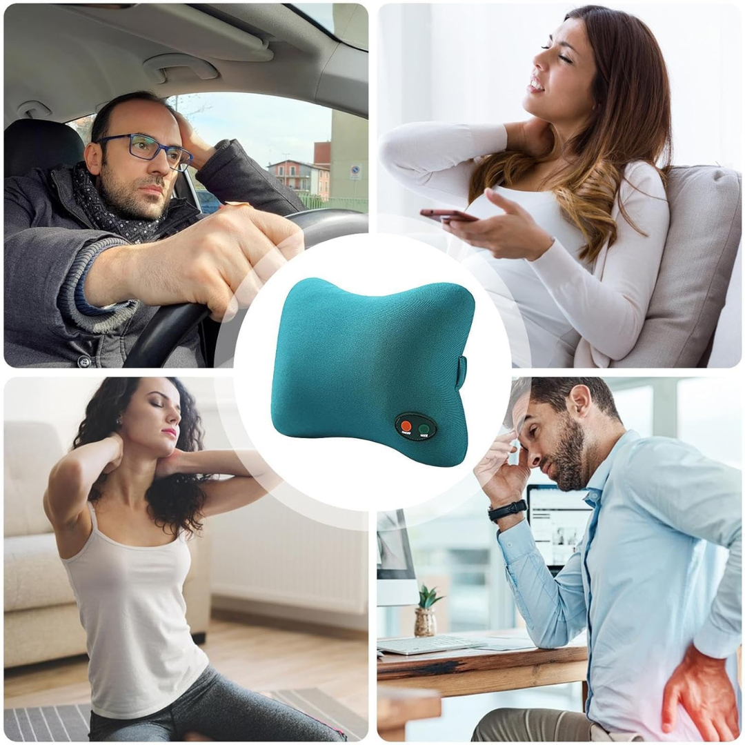 Electric Massage Pillow – Vibration Neck & Back Massager with Heat for Home & Travel