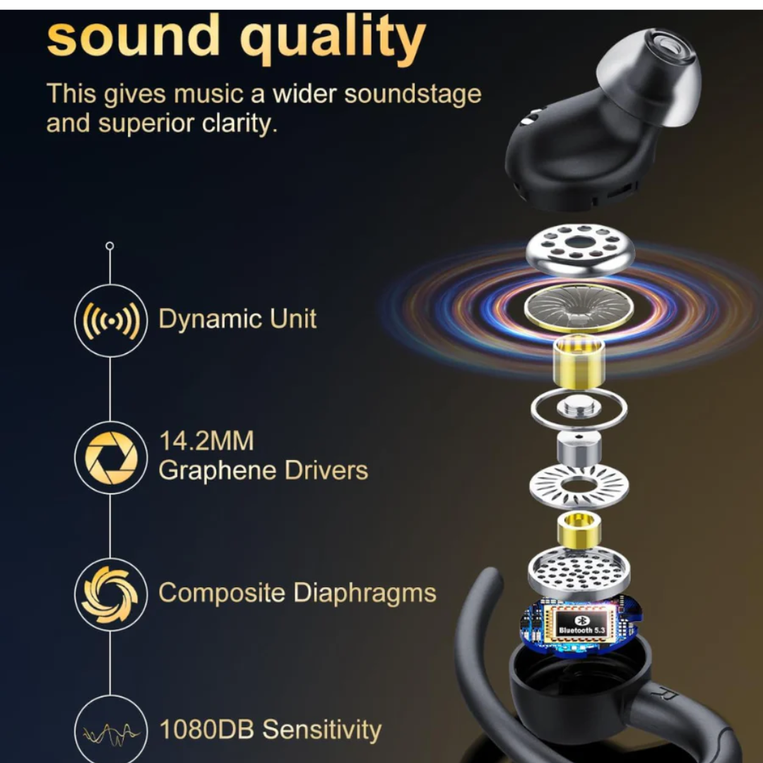 Bluetooth 5.3 Headphones, Wireless Over-Ear Stereo Headset with Deep Bass, HD Sound & Long Battery Life