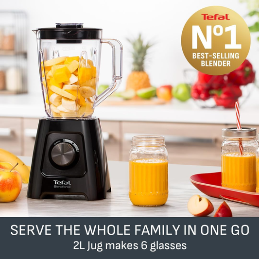 Tefal Blendforce II Blender BL420840, 600W, 2L Jug, 2 Speeds + Pulse, Ice Crush Smoothie Maker, Black