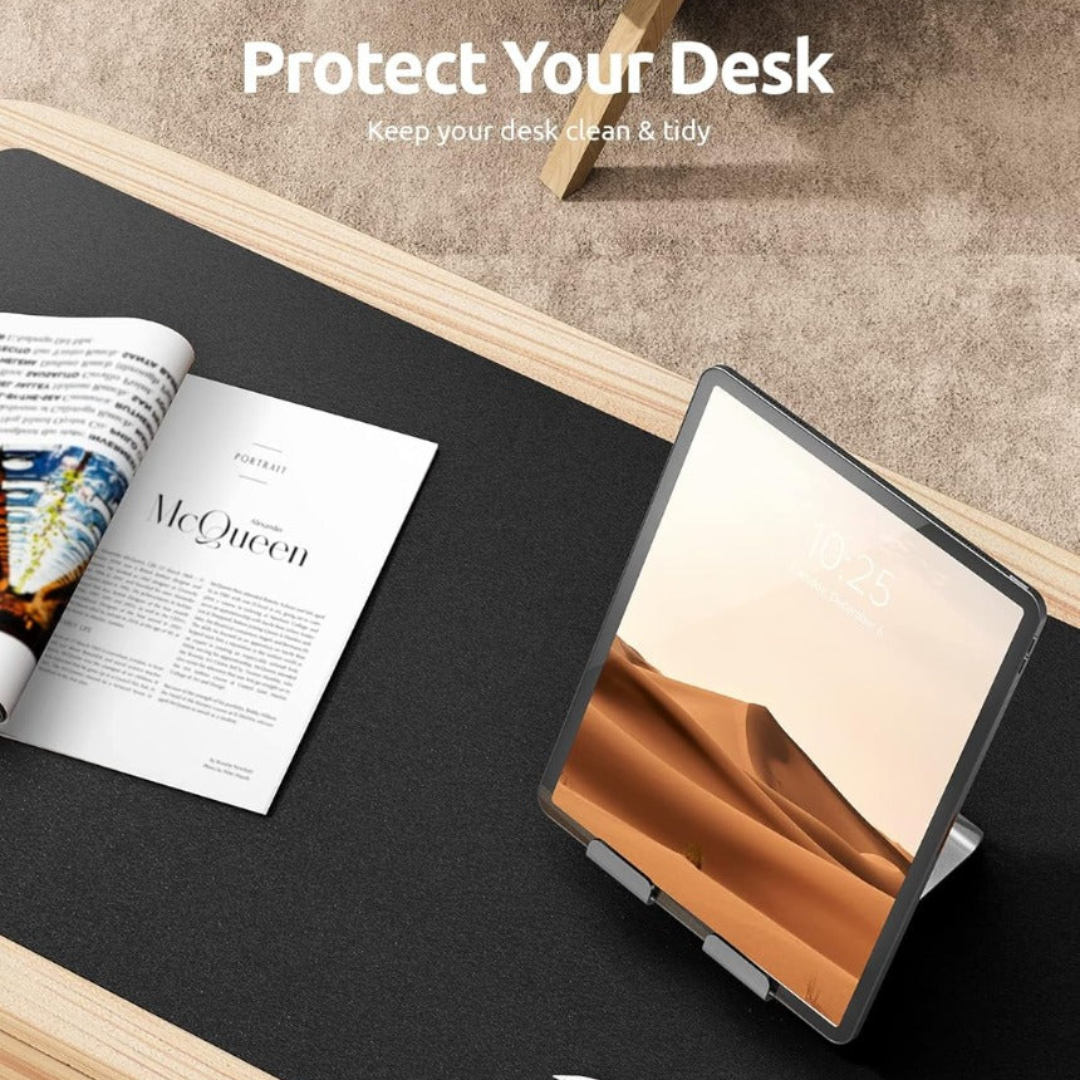 Leather Desk Mat, Large Mouse Mat, Non-Slip Desk Pad, Waterproof Leather Table Protector Writing Pad for Office and Home (60 x 35 cm, Black)
