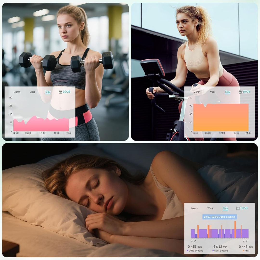 Smart Health Ring – Sleep, Heart Rate & Blood Oxygen Tracking, Waterproof Fitness Ring, Android & iOS (Size #10)