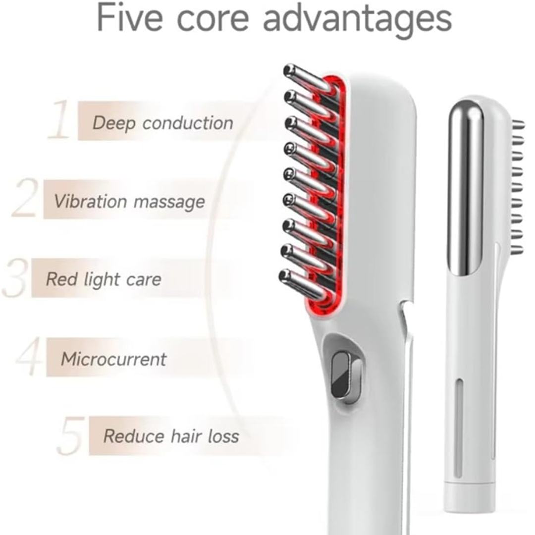 Electric Hair Growth Massage Comb – Microcurrent & LED Red Light Scalp Massager Brush